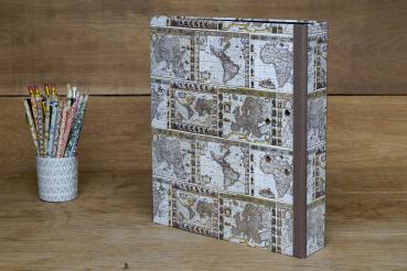 Preview: Linen edging folder A4 old cards stationery spelling
